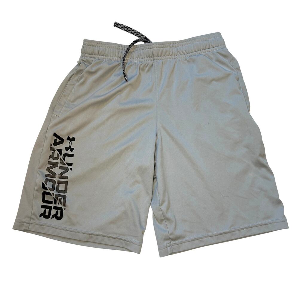 Under Armour Youth Gray Logo Shorts - HeatGear - 14-16Y